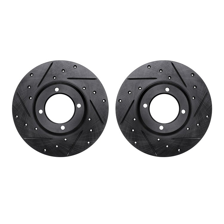 8002-76036 Drilled/Slotted Brake Rotors [Black], 1979-1981 Lexus/Toyota/Scion, Position: Front