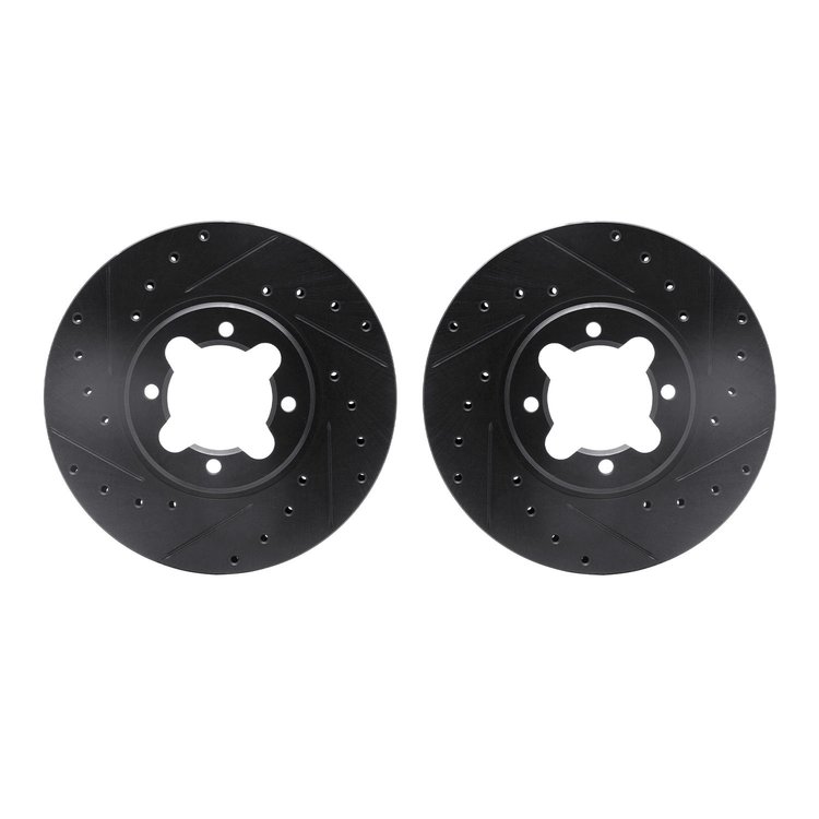 8002-76037 Drilled/Slotted Brake Rotors [Black], 1982-1985 Lexus/Toyota/Scion, Position: Front