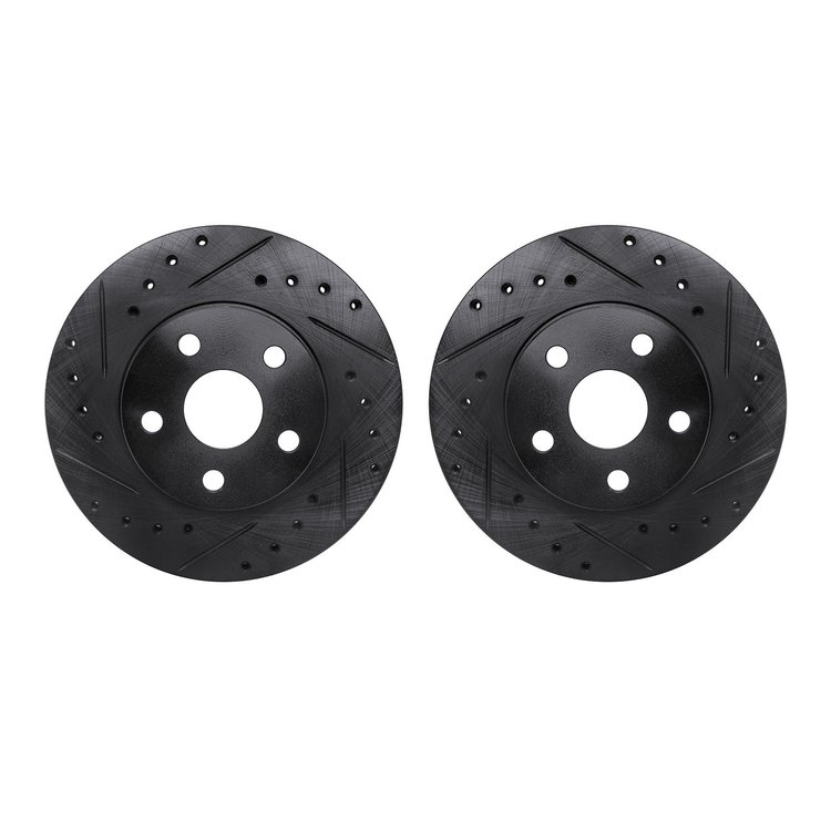 8002-76038 Drilled/Slotted Brake Rotors [Black], 1986-1989 Lexus/Toyota/Scion, Position: Front