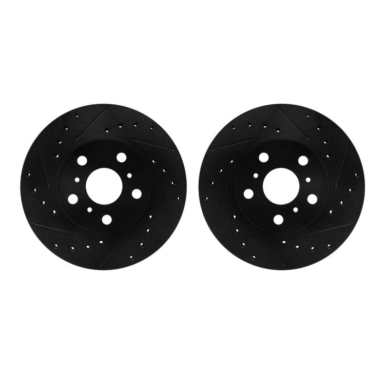 8002-76040 Drilled/Slotted Brake Rotors [Black], 1988-1993 Lexus/Toyota/Scion, Position: Front