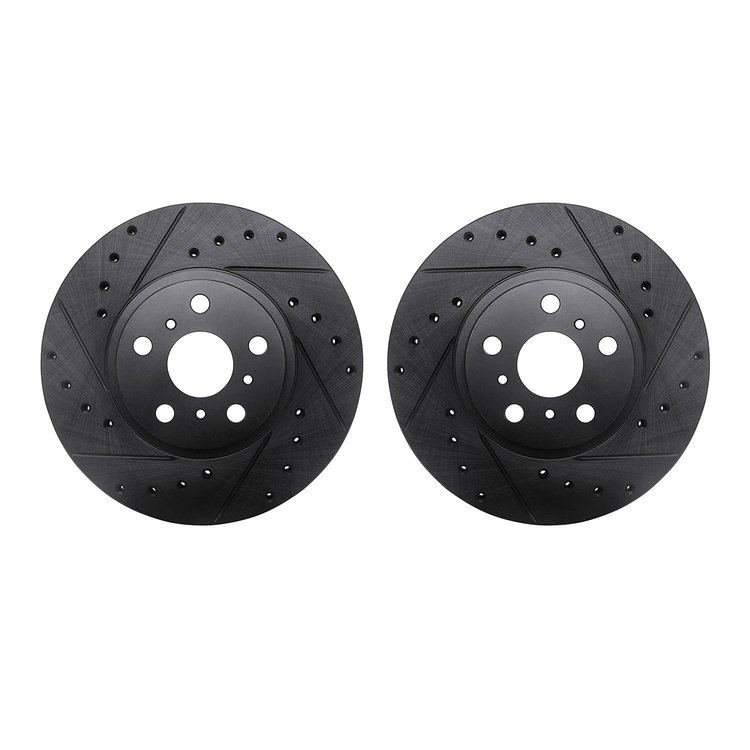 8002-76041 Drilled/Slotted Brake Rotors [Black], 1990-1993 Lexus/Toyota/Scion, Position: Front