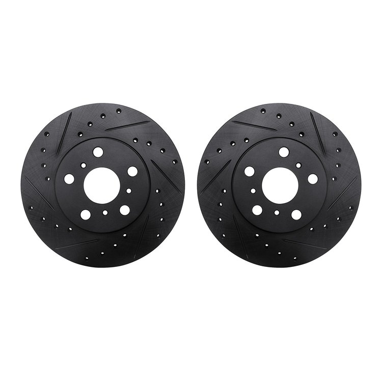 8002-76042 Drilled/Slotted Brake Rotors [Black], 1990-1991 Lexus/Toyota/Scion, Position: Front