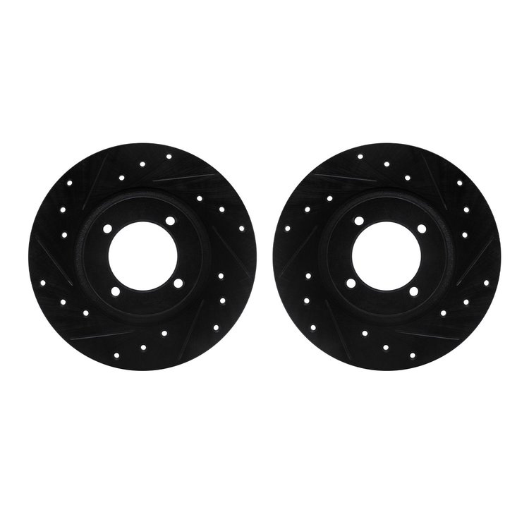 8002-76048 Drilled/Slotted Brake Rotors [Black], 1975-1979 Lexus/Toyota/Scion, Position: Front