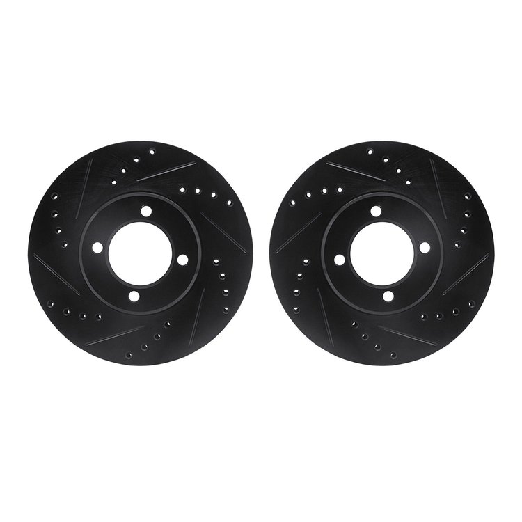 8002-76050 Drilled/Slotted Brake Rotors [Black], 1984-1987 Lexus/Toyota/Scion, Position: Front