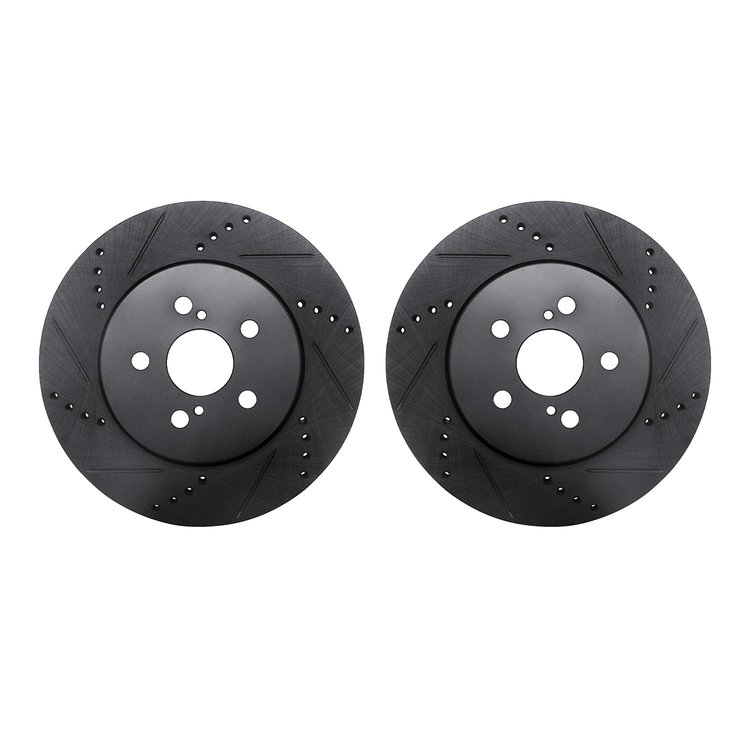 8002-76051 Drilled/Slotted Brake Rotors [Black], Fits Select Lexus/Toyota/Scion, Position: Front