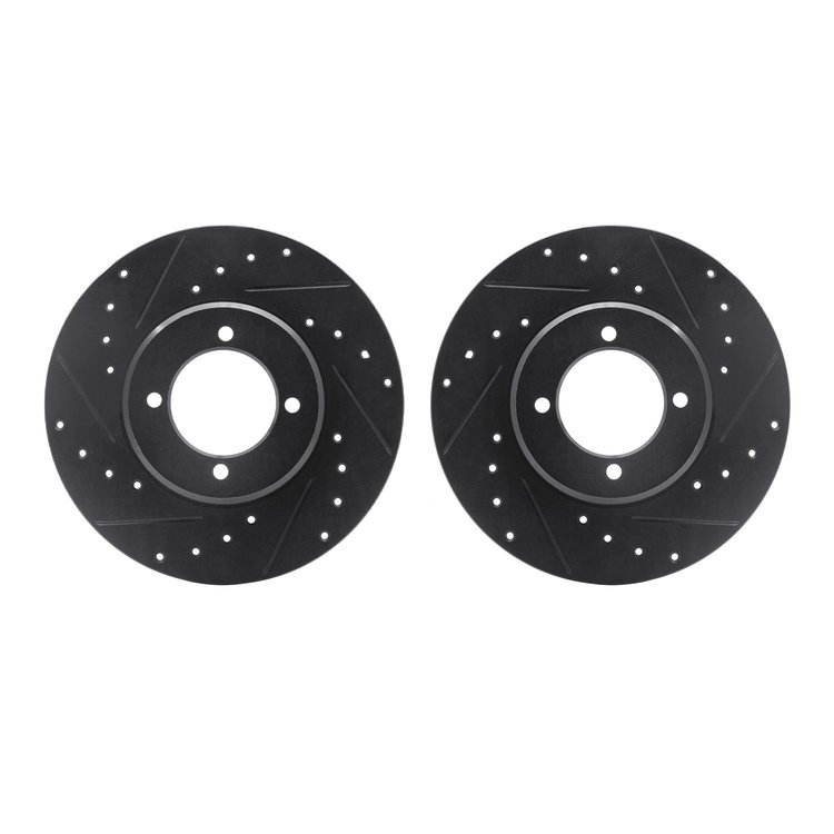 8002-76054 Drilled/Slotted Brake Rotors [Black], 1972-1982 Lexus/Toyota/Scion, Position: Front