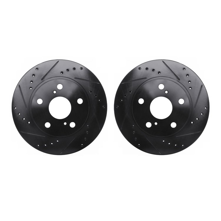 8002-76060 Drilled/Slotted Brake Rotors [Black], 1989-1992 Lexus/Toyota/Scion, Position: Front