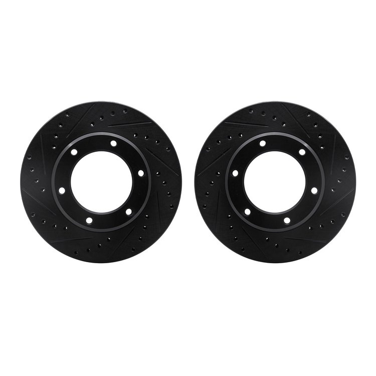 8002-76067 Drilled/Slotted Brake Rotors [Black], 1990-1992 Lexus/Toyota/Scion, Position: Front