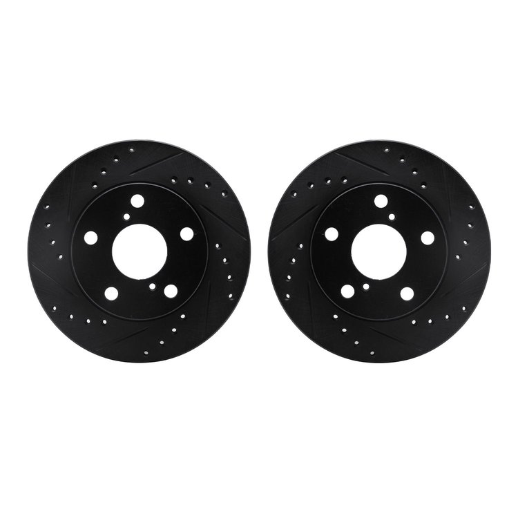 8002-76068 Drilled/Slotted Brake Rotors [Black], 1991-1995 Lexus/Toyota/Scion, Position: Front
