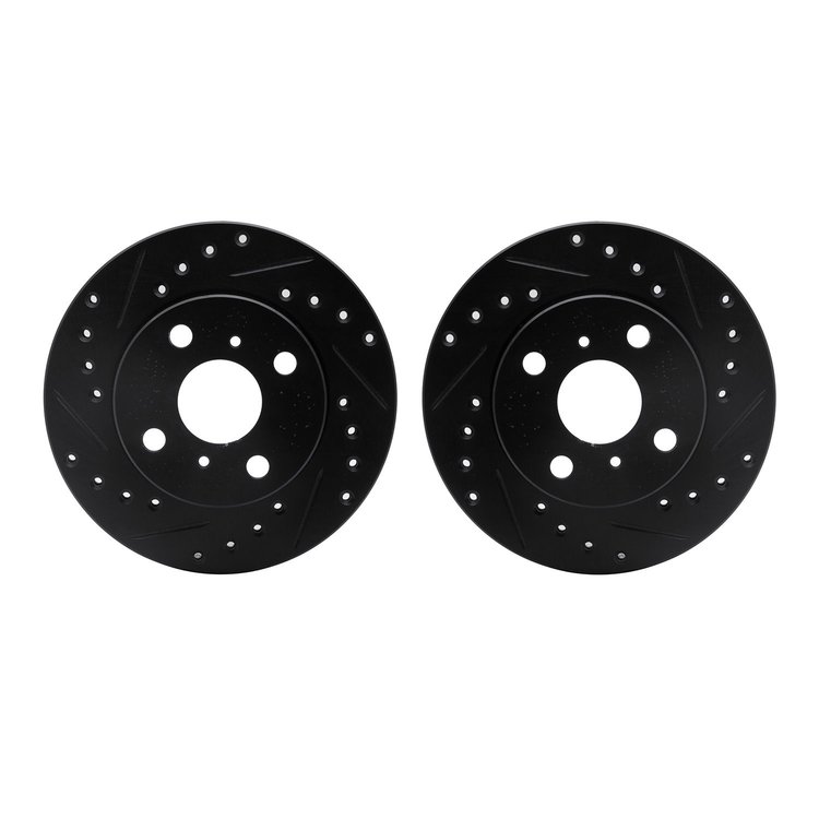 8002-76071 Drilled/Slotted Brake Rotors [Black], 1991-1999 Lexus/Toyota/Scion, Position: Front