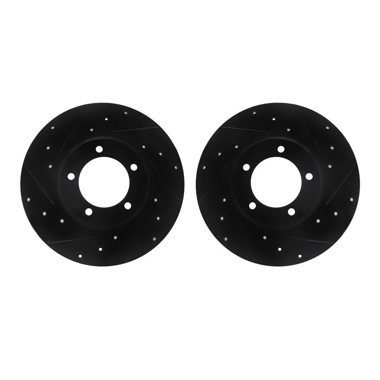 8002-76072 Drilled/Slotted Brake Rotors [Black], 1975-1983 Lexus/Toyota/Scion, Position: Front