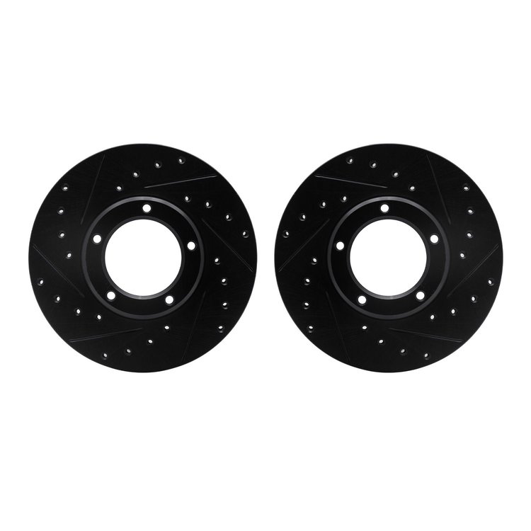 8002-76076 Drilled/Slotted Brake Rotors [Black], 1985-1992 Lexus/Toyota/Scion, Position: Front
