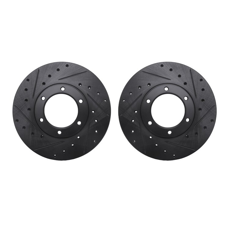 8002-76077 Drilled/Slotted Brake Rotors [Black], 1987-1988 Lexus/Toyota/Scion, Position: Front