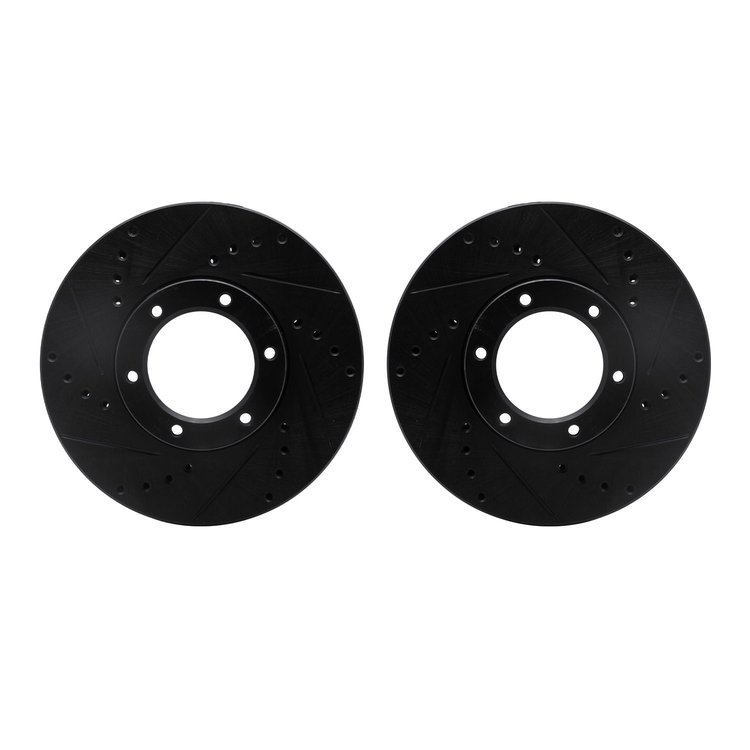 8002-76078 Drilled/Slotted Brake Rotors [Black], 1989-1993 Lexus/Toyota/Scion, Position: Front