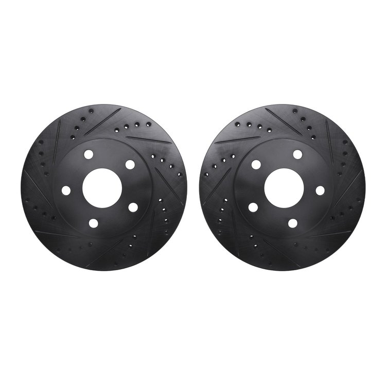 8002-76080 Drilled/Slotted Brake Rotors [Black], 1991-1997 Lexus/Toyota/Scion, Position: Front