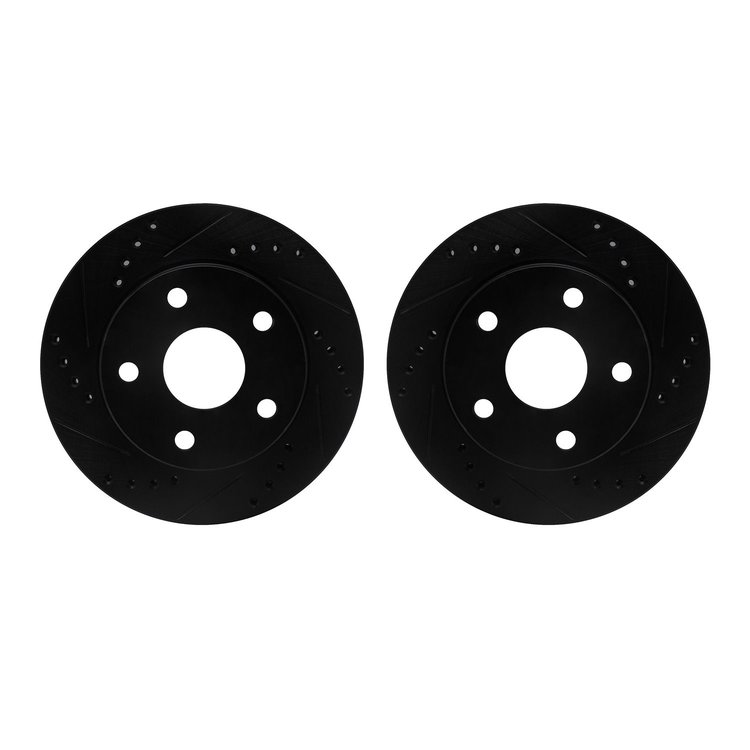 8002-76081 Drilled/Slotted Brake Rotors [Black], 1991-1994 Lexus/Toyota/Scion, Position: Front