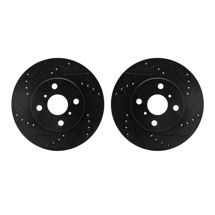 8002-76082 Drilled/Slotted Brake Rotors [Black], 2001-2003 Lexus/Toyota/Scion, Position: Front