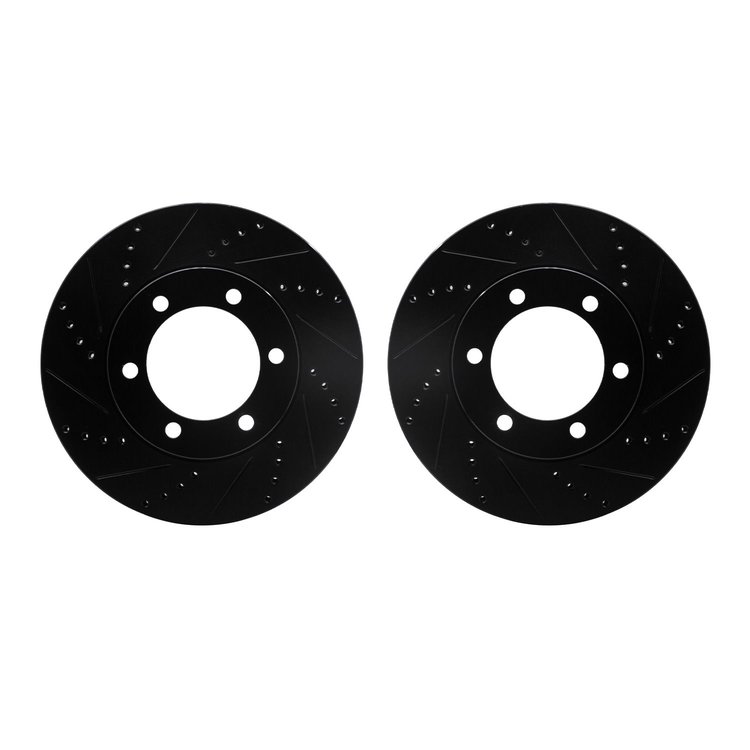 8002-76086 Drilled/Slotted Brake Rotors [Black], 2000-2007 Lexus/Toyota/Scion, Position: Front