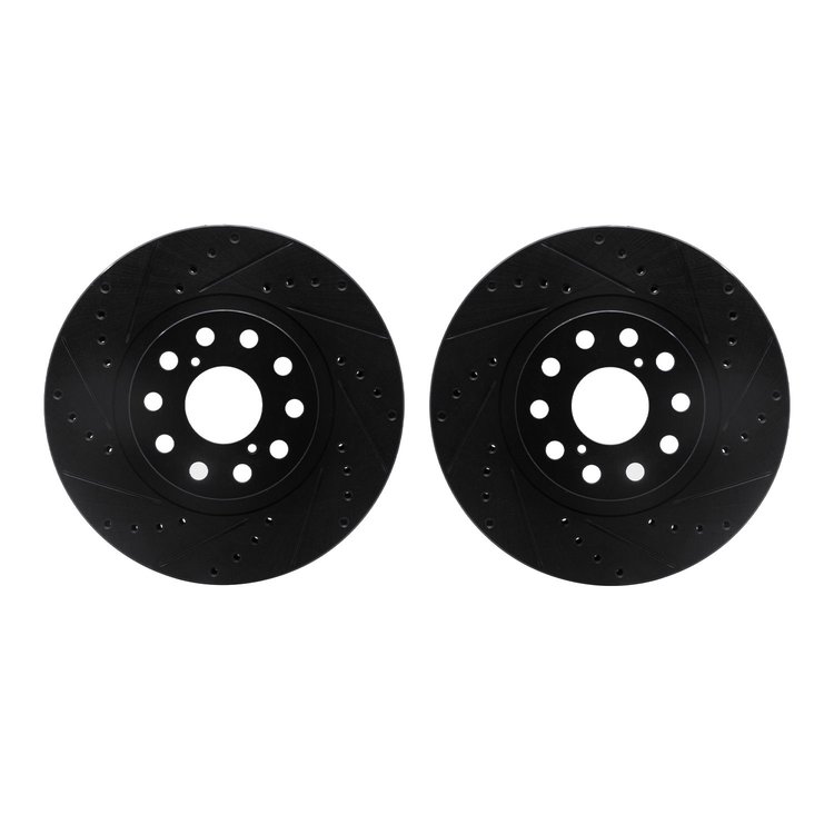 8002-76089 Drilled/Slotted Brake Rotors [Black], 1993-1998 Lexus/Toyota/Scion, Position: Front