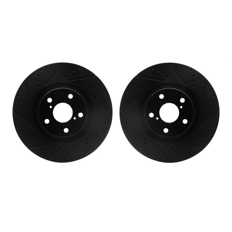 8002-76090 Drilled/Slotted Brake Rotors [Black], 1993-1998 Lexus/Toyota/Scion, Position: Front