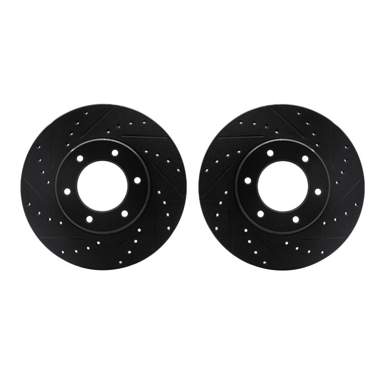 8002-76091 Drilled/Slotted Brake Rotors [Black], 1993-1998 Lexus/Toyota/Scion, Position: Front