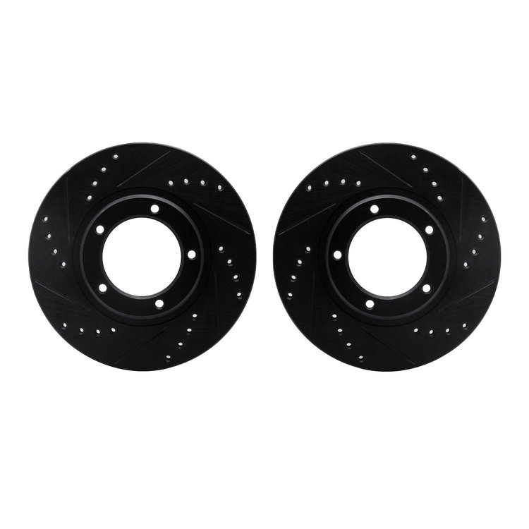 8002-76093 Drilled/Slotted Brake Rotors [Black], 1995-2004 Lexus/Toyota/Scion, Position: Front