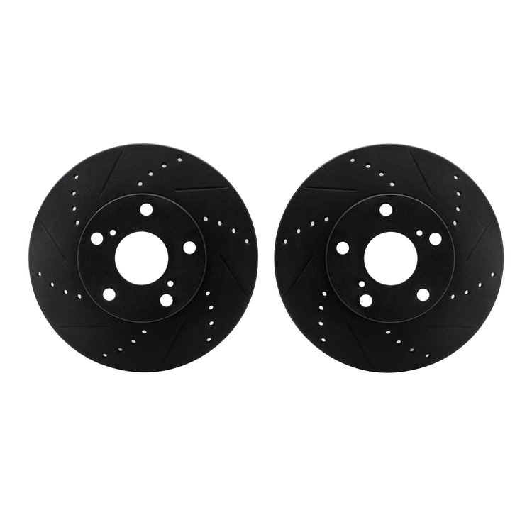 8002-76094 Drilled/Slotted Brake Rotors [Black], 2005-2015 Lexus/Toyota/Scion, Position: Front