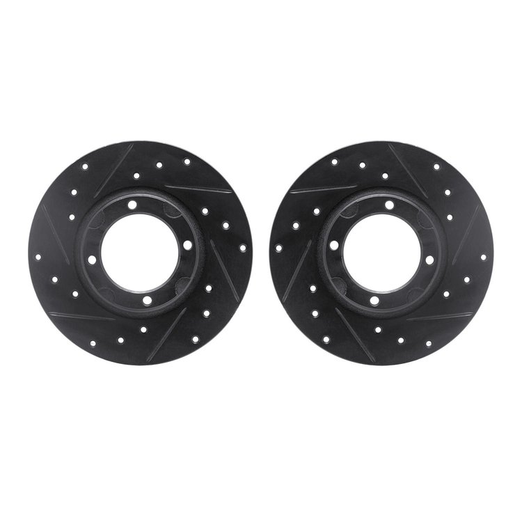 8002-76096 Drilled/Slotted Brake Rotors [Black], 1980-1982 Lexus/Toyota/Scion, Position: Front