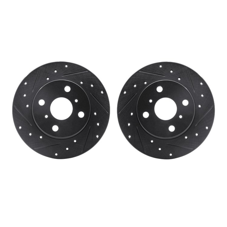 8002-76097 Drilled/Slotted Brake Rotors [Black], 1983-1990 Lexus/Toyota/Scion, Position: Front