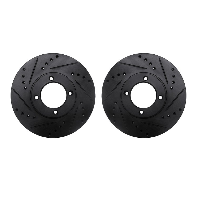 8002-76100 Drilled/Slotted Brake Rotors [Black], 1986-1989 Lexus/Toyota/Scion, Position: Front