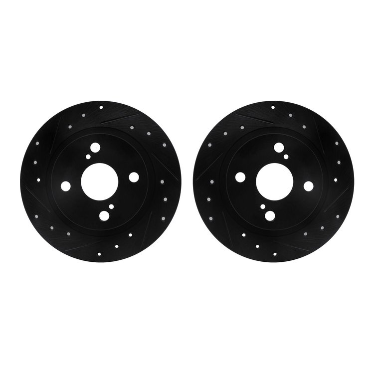 8002-76103 Drilled/Slotted Brake Rotors [Black], 1987-1992 Multiple Makes/Models, Position: Rear