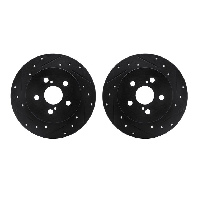 8002-76104 Drilled/Slotted Brake Rotors [Black], Fits Select Multiple Makes/Models, Position: Rear