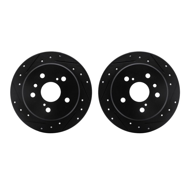 8002-76107 Drilled/Slotted Brake Rotors [Black], 1992-2003 Lexus/Toyota/Scion, Position: Rear