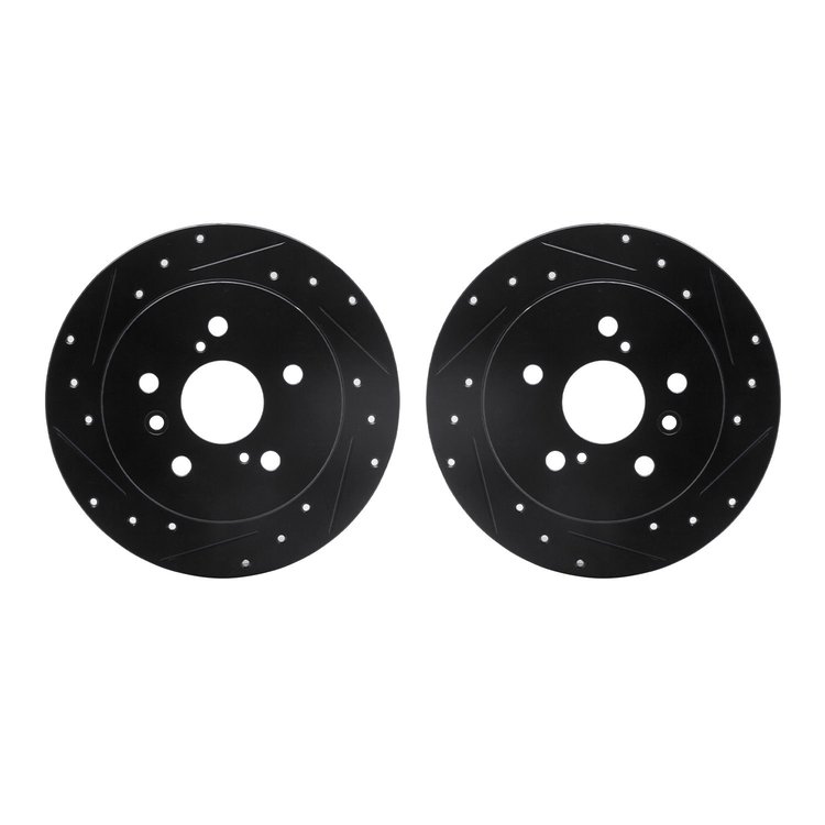 8002-76110 Drilled/Slotted Brake Rotors [Black], 2007-2012 Lexus/Toyota/Scion, Position: Rear