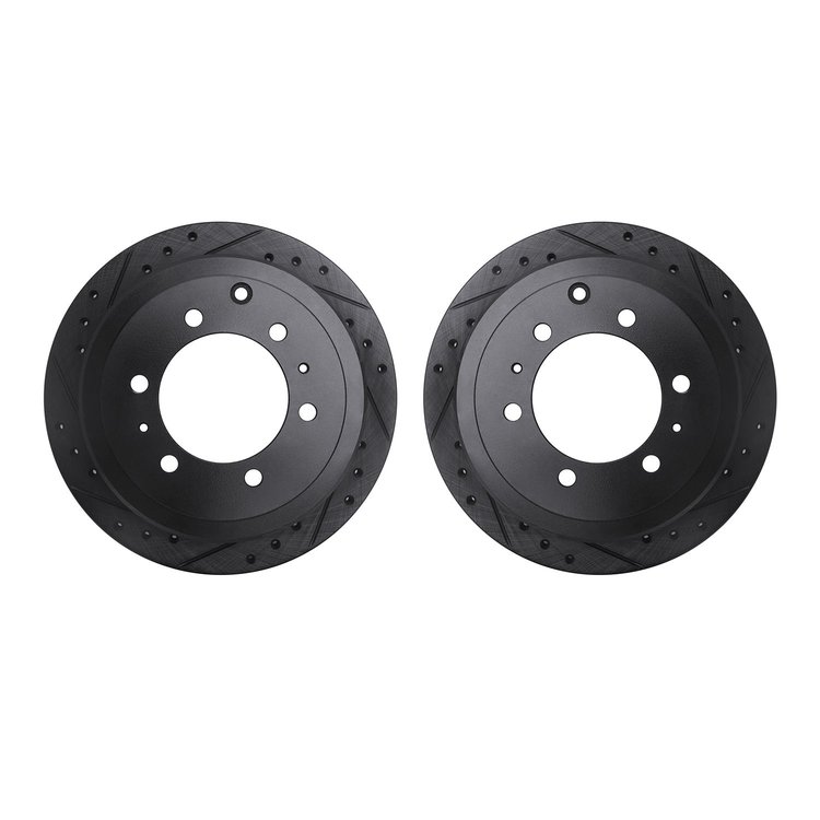 8002-76114 Drilled/Slotted Brake Rotors [Black], 1993-1997 Lexus/Toyota/Scion, Position: Rear