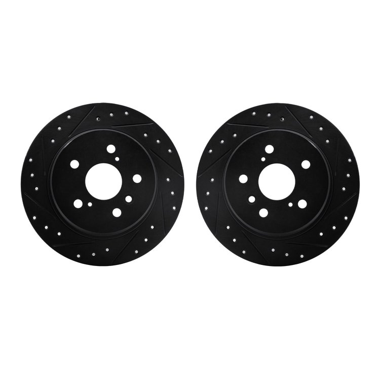 8002-76117 Drilled/Slotted Brake Rotors [Black], 1999-2003 Lexus/Toyota/Scion, Position: Rear