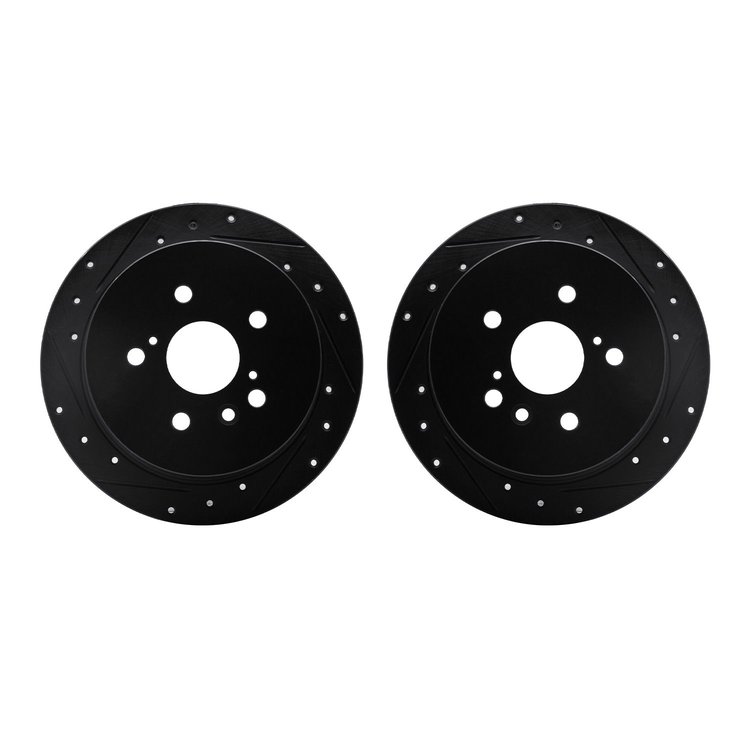 8002-76118 Drilled/Slotted Brake Rotors [Black], 2004-2009 Lexus/Toyota/Scion, Position: Rear