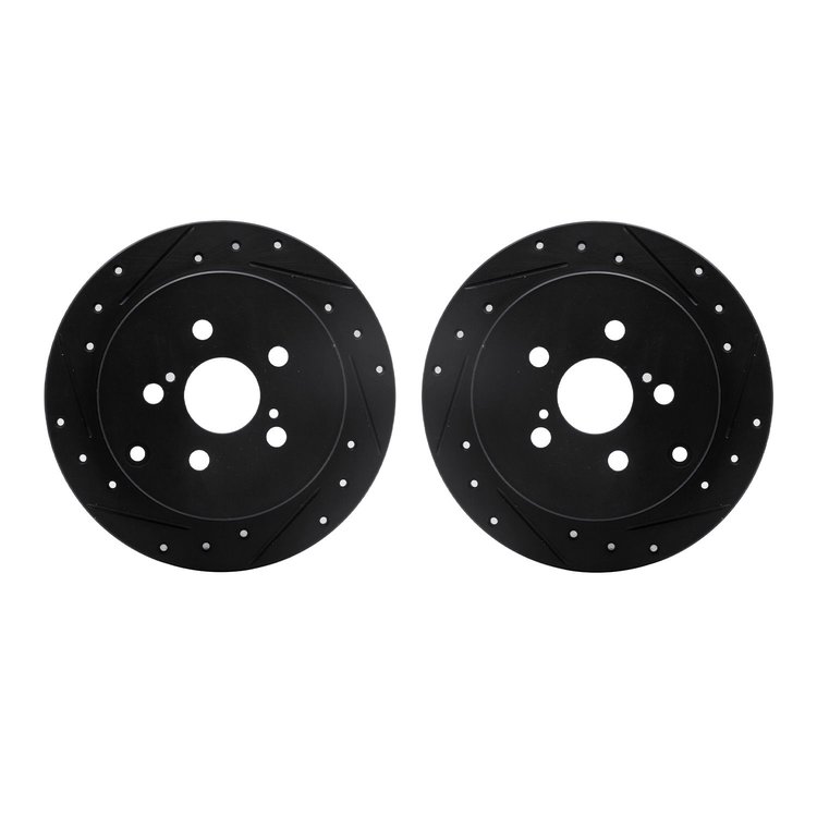 8002-76120 Drilled/Slotted Brake Rotors [Black], 2000-2010 Multiple Makes/Models, Position: Rear
