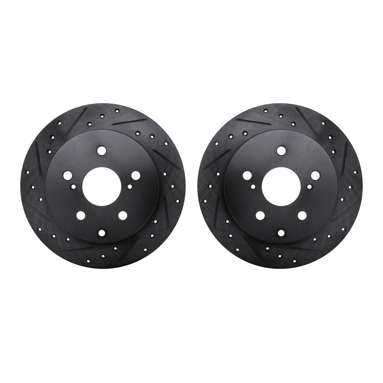 8002-76121 Drilled/Slotted Brake Rotors [Black], 2009-2013 Multiple Makes/Models, Position: Rear
