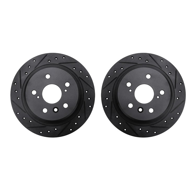 8002-76123 Drilled/Slotted Brake Rotors [Black], 1995-1999 Lexus/Toyota/Scion, Position: Rear