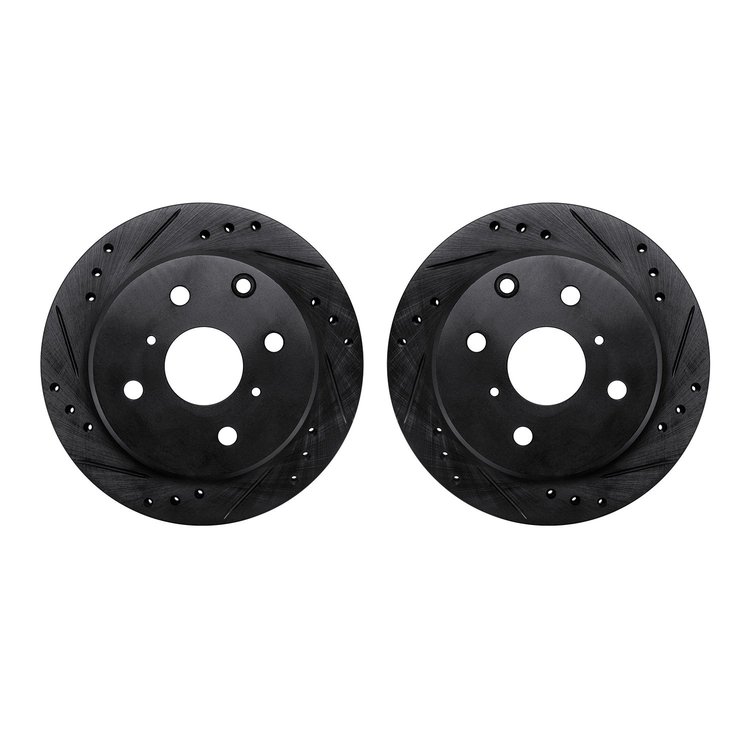 8002-76128 Drilled/Slotted Brake Rotors [Black], 1982-1985 Lexus/Toyota/Scion, Position: Rear