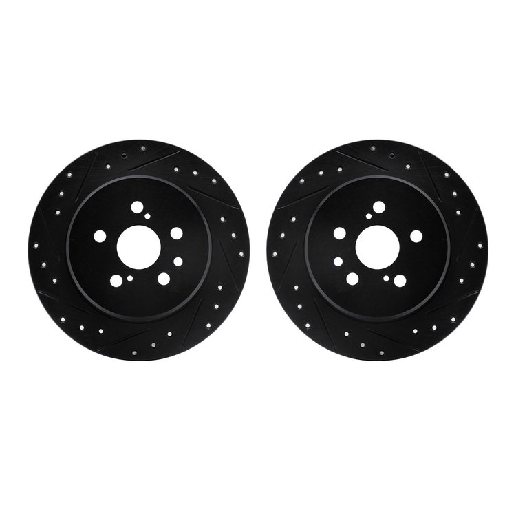 8002-76129 Drilled/Slotted Brake Rotors [Black], 1990-1993 Lexus/Toyota/Scion, Position: Rear