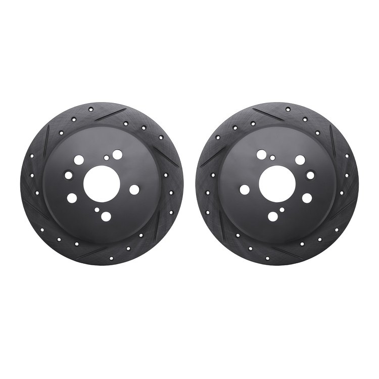 8002-76130 Drilled/Slotted Brake Rotors [Black], 1994-1995 Lexus/Toyota/Scion, Position: Rear