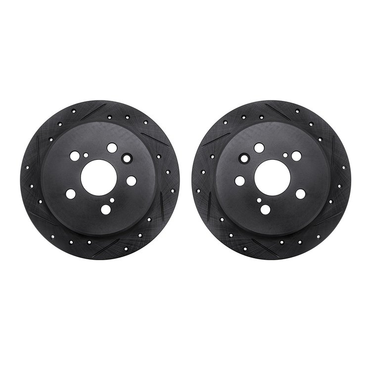 8002-76131 Drilled/Slotted Brake Rotors [Black], 1996-1999 Lexus/Toyota/Scion, Position: Rear