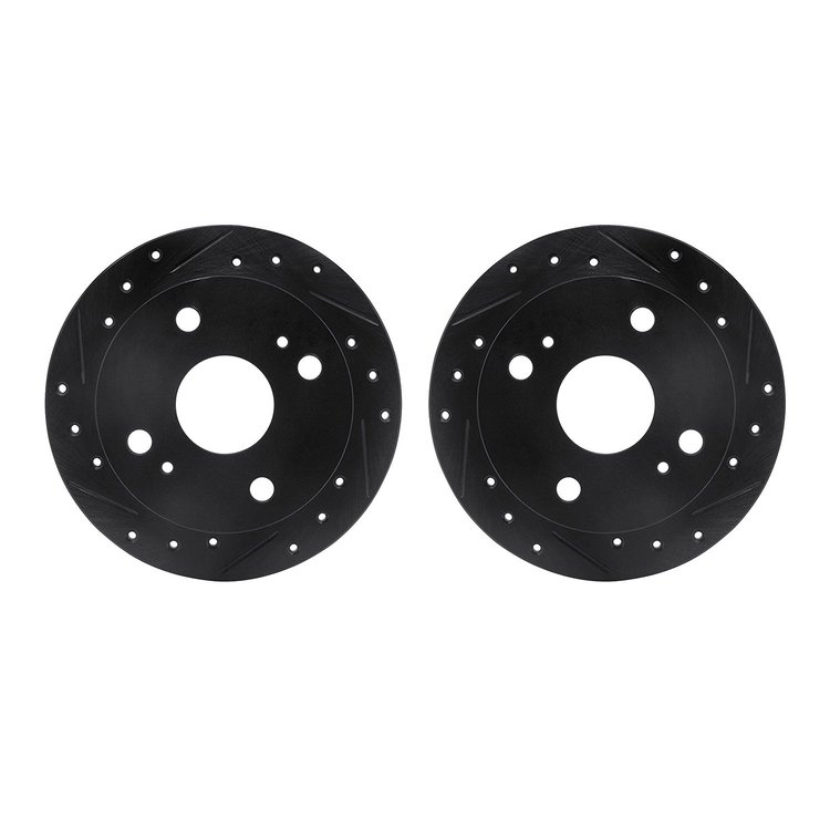 8002-76133 Drilled/Slotted Brake Rotors [Black], 1985-1987 Lexus/Toyota/Scion, Position: Rear