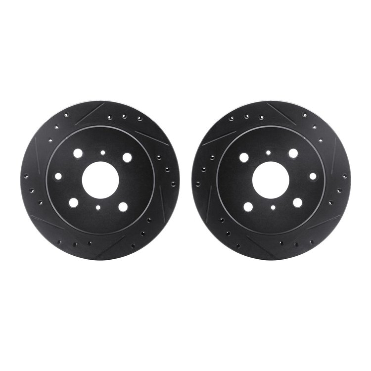 8002-76136 Drilled/Slotted Brake Rotors [Black], 1984-1988 Lexus/Toyota/Scion, Position: Rear