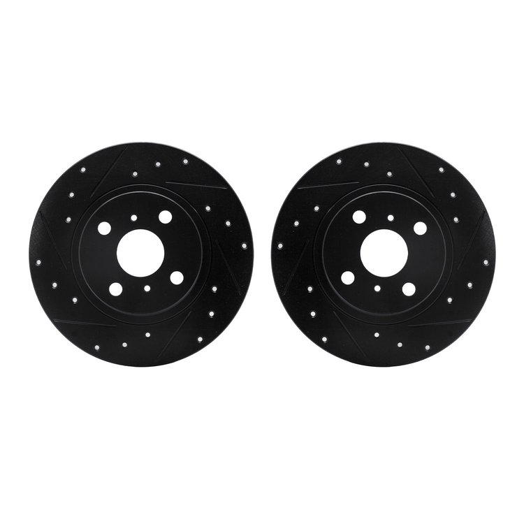 8002-76142 Drilled/Slotted Brake Rotors [Black], 1987-1989 Lexus/Toyota/Scion, Position: Rear