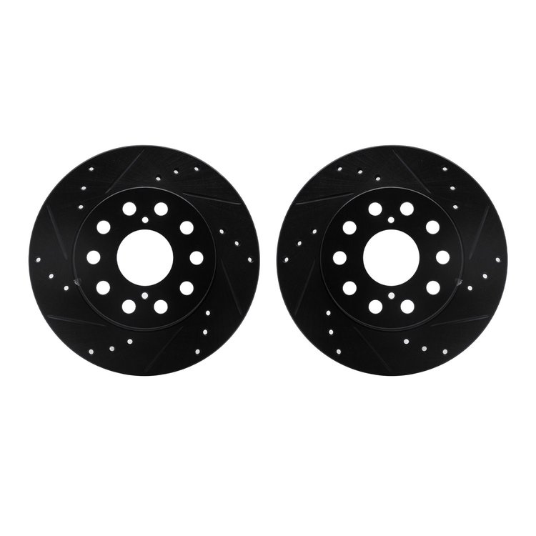 8002-76143 Drilled/Slotted Brake Rotors [Black], 1991-1995 Lexus/Toyota/Scion, Position: Rear