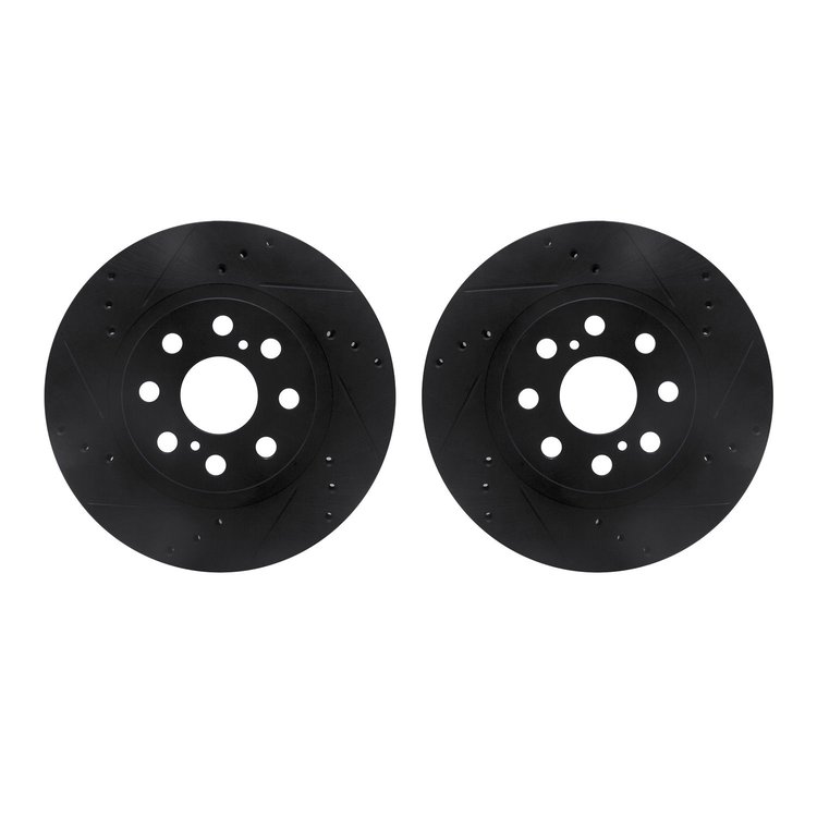 8002-76145 Drilled/Slotted Brake Rotors [Black], 2000-2005 Lexus/Toyota/Scion, Position: Rear