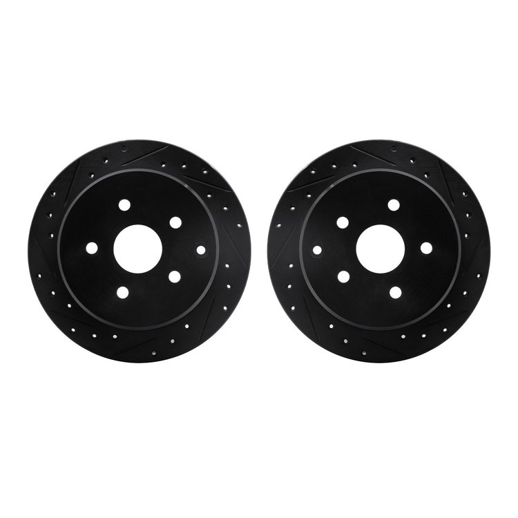 8002-76146 Drilled/Slotted Brake Rotors [Black], 1986-1997 Lexus/Toyota/Scion, Position: Rear